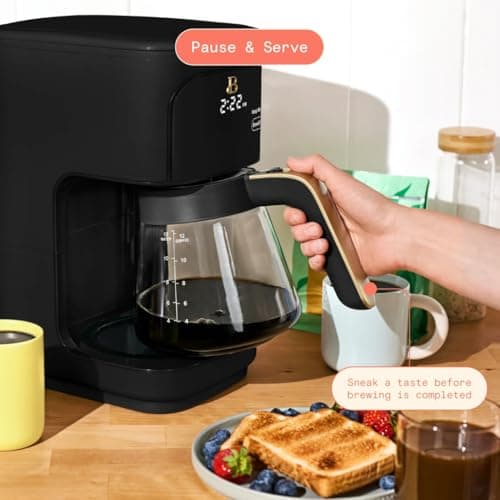 12 Cup Programmable Coffee Maker, 24 Hour Auto Brew, Touch Display, Bold Strength Control, Glass Carafe, Reusable Filter, Auto Shut Off (Black Sesame) — view 5