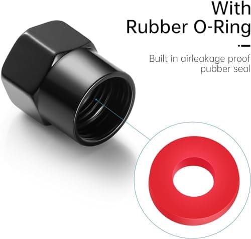 Tire Valve Stem Caps Cover for Nissan Metal Car Wheel Air caps Auto Valve Stem Caps Accessories 4 Pack Black — view 4