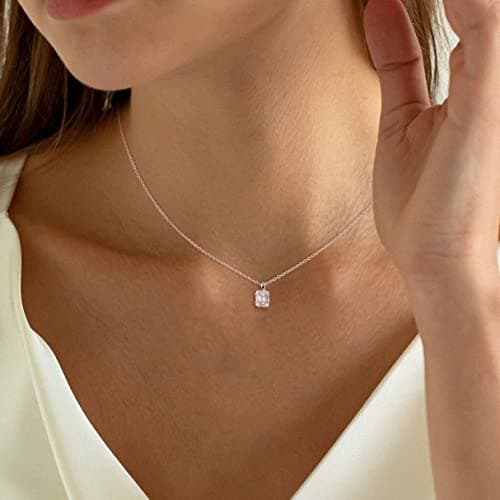 Tewiky Necklace for Women, Sterling Silver Plated Pendant Necklaces Dainty Small Cute Necklaces Aesthetic Simple Pendant Necklace Jewelry for Women