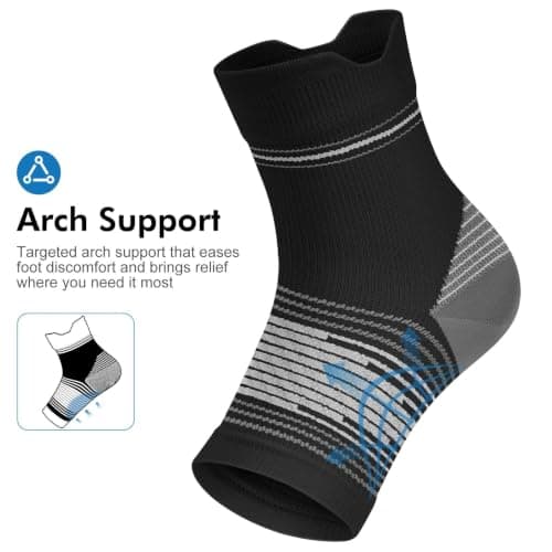 Plantar Fasciitis Sock (6 Pairs) for Men and Women, Ankle Brace Compression Socks with Arch Support for Achilles Tendonitis, Heel Pain, Swelling & Arthritis Relief, Black, Large — view 4