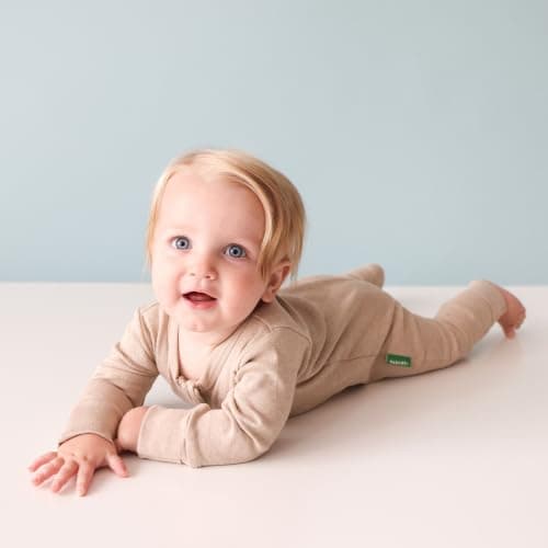 Parade Organic Snuggle Soft Melange '2-Way' Zipper Romper Fawn Melange 6-12M with mitts — view 2