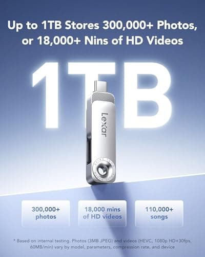 Lexar D50E 256GB Solid State Dual Drive, USB Flash Drive Up to 400MB/s Read, 360MB/s Write High-Performance, USB-C & USB-A Port, Metal Housing Swivel Design, Compatible with iPhone 17, Android, PC — view 5
