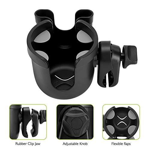 Accmor Stroller Cup Holder with Phone Holder, Bike Cup Holder, Universal Cup Holder for Uppababy Nuna Doona Strollers, 2-in-1 Cup Holder for Walker, Wheelchair, Scooter — view 3