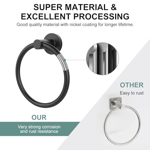 SetSail Towel Holder for Bathroom Wall Matte Black Towel Ring Stainless Steel Hand Towel Holder Heavy Duty Towel Hanger for Kitchen — view 3
