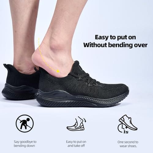 VRCLUB Mens Wide Shoes Slip on Walking Sneakers Breathable Tennis Running Gym Men Comfortable Black Workout Athletic Jogging 13 — view 3