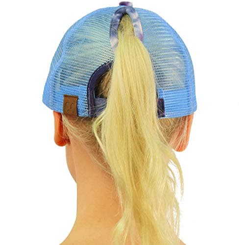 C.C Ponytail Messy Buns Trucker Ponycaps Plain Baseball Visor Cap Dad Hat, Tie Dye Navy, One Size — view 2