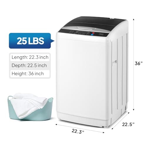 ROVSUN 25LBS Portable Washing Machine, Full-Automatic Electric Laundry Machine with Stainless Steel Drum, Compact Washer and Spin Dryer Combo with Drain Pump for Home, Apartment — view 6