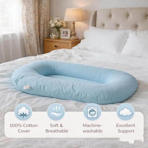 Floor Seats & Loungers, Lounger Pillow for 0-24 Months, Soft Cotton Breathable (Coffee) — view 4