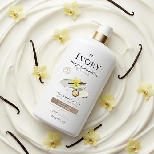 Ivory Body Wash, Deeply Moisturizing, 24hr Nourishing Hydration, Soothes Itchy Dry Skin, Made with Shea Butter Blend, Free of Dyes Heavy Perfumes Parabens & Phthalates, Vanilla Scent, 27 oz — view 8