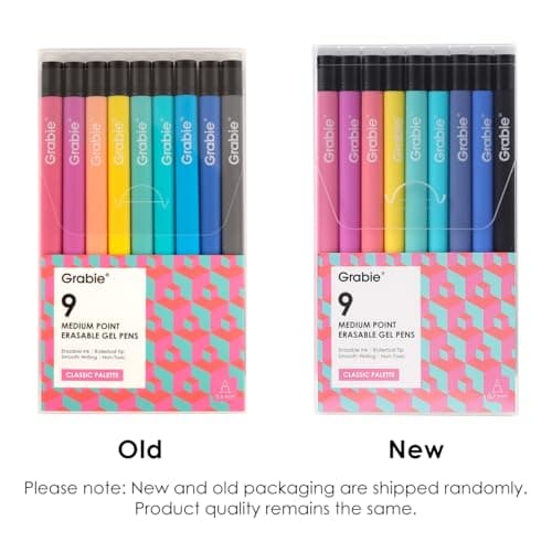 Grabie Erasable Gel Pens, Medium Point 0.7 mm Erasable Pens, Make Mistakes Disappear for Drawing Writing Planner, Pack of 9 Assorted Colors — view 8
