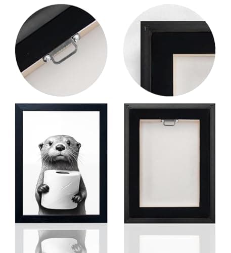 Bathroom Picture Wall Decor Black and White Framed Wall Art for Bathroom Toilet Paper in the Hand of a Little Funny Raccoon Canvas Print Painting — view 2