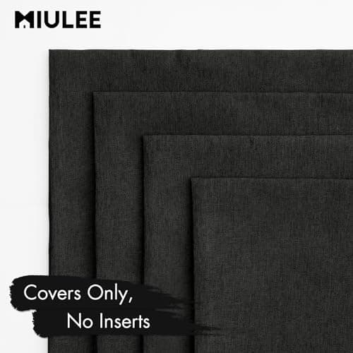 MIULEE Pack of 4 Decorative Outdoor Throw Pillow Covers Linen Waterproof Pillow Covers Farmhouse Cushion Cases for Patio Garden Tent Balcony Couch Sofa 18x18 inch Black — view 4
