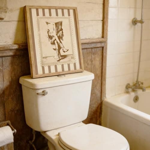 Framed Vintage Cowgirl Funny Bathroom Canvas Wall Art, Retro Stamp Style Western Rustic Wall Decor, Beige Brown Cowboy Boots Picture for Bathroom Laundry Room Bedroom Farmhouse Home Decoration — view 4