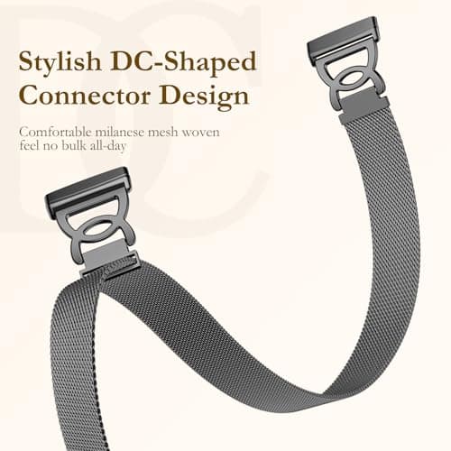 Ouwegaga Magnetic Band Compatible with Fitbit Sense 2 Bands/Sense/Versa 3/Versa 4 Bands for Women, Unique Slim Stainless Steel Milanese Mesh Loop Strap Replacement for Sense 2 1/Versa 4 3 Smartwatch — view 2