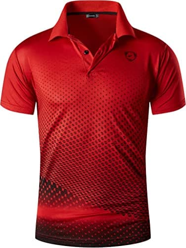 jeansian Men's Short Sleeve Fit Sport Polo Tee Shirts T-Shirts Tshirt Tops Poloshirt Golf Tennis Pickleball LSL195_Red_XXL