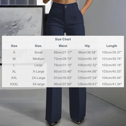 Women Wide Leg Pants Work Business Lightweight Trousers High Waist Work Casual Pull On Slacks with Pockets 2026 — view 3