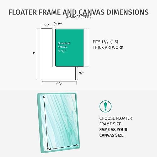 Pixy Canvas Floater Frame 16x20 for 1-1/2 (1.5) inch Deep Canvas Paintings/Canvas Prints/Wood Canvas Panels/Wall Art/Wall Decor/Home Decor/Artwork (Brass Gold, 16 x 20 inch, Portrait) — view 3