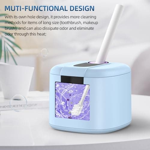 Ultrasonic Retainer Cleaner Machine, Upgraded 45kHz Ultrasonic Cleaner for Mouth Guard Braces, Night Guards, Toothbrush Heads & Jewlery with 200ML, 4 Modes and Digital Timer Dental Cleaning Pod (Light Blue) — view 5