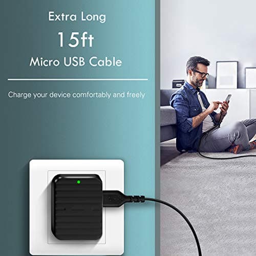 iSeekerKit PS4 Micro USB Charging Cable, [15FT 2Pack] Extra Long Fast Charging Cord, High Speed Android Charger Cable Compatible for Samsung Tablet/Galaxy S7 Edge/S6/S5,Android,HTC