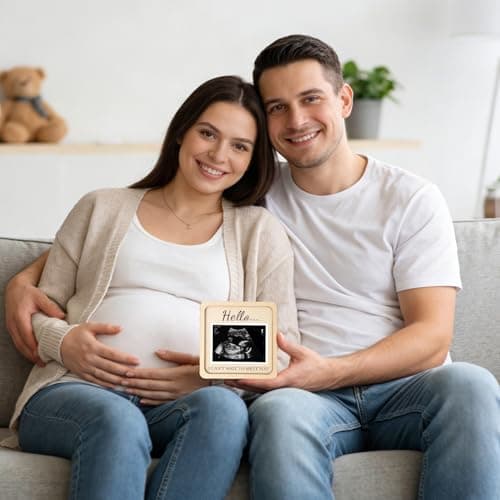 Pregnancy Announcement | 3x2 inch DIY Decorative Memory | Ultrasound Picture Frame Keepsake Box - for Kids Grandparents Home Decor Bedroom Shelf Apartment Party Holiday