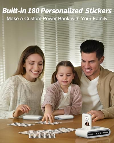 GOODaaa Portable Charger, 3-Pack 10000mAh Slim Power Bank Built in Cables, 3 Outputs 1 Inputs Family Power Hub for All Mobile Devices, Charging Station Set Includes 140 DlY Stickers, for Home,Office