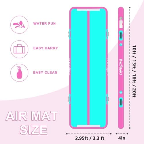 Tumble Track Mats for Gymnastics, Kids Air Gymnastics Mats for Tumbling Thick Inflatable Gymnastics Tumbling Track Mat 6.6/10/13/16.4/20ft Training Tumbling Mat with Electric Pump for Home/Water Fun — view 4