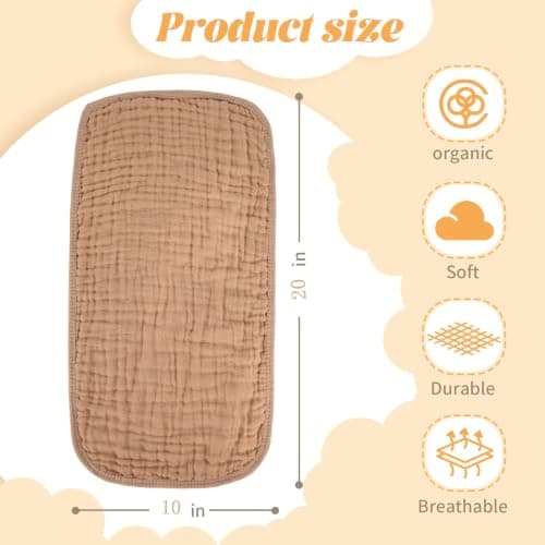 MIGIOL Baby Burp Cloths 100% Cotton Newborn Muslin Burp Cloths 10x20 inches Baby Essentials Pink & Coffee 5-Pack