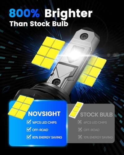 NOVSIGHT H4 LED Headlight Bulbs,800% 26000LM Super Bright 6500K Cool White H4/9003 LED Headlight,Plug and Play with Fan,DRL,IP68 Waterproof 1:1 Mini Size Plug and Play Halogen Replacement,Pack of 2 — view 2