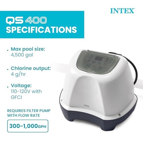 INTEX Krystal Clear Saltwater Pool Chlorine System for Above Ground Pools up to 4,500 Gallons, Pool Cleaner with Automatic Timer and Self Cleaning — view 2
