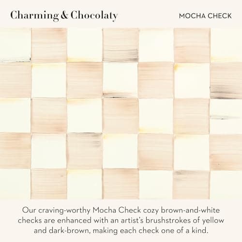 MACKENZIE-CHILDS Coffee French Press, Brown-and-White Mocha Check — view 2