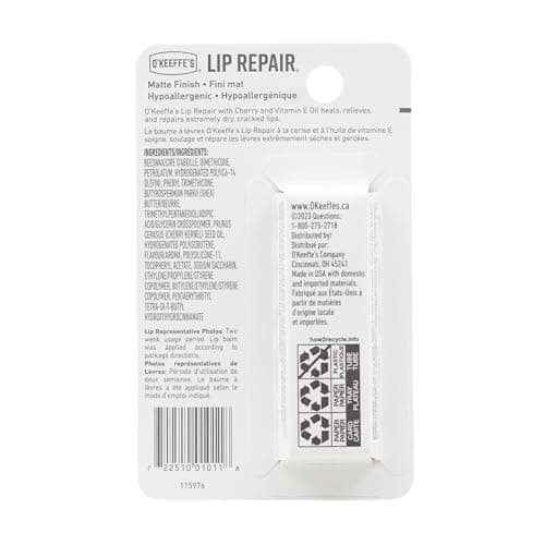 O'Keeffe's Lip Repair Chapstick Stick, Cherry & Vitamin E Oil Lip Balm for Dry Cracked Lips, Guaranteed Relief & All-Day Moisture in 1 Use, Lip Chap, 8 Moisturizing Ingredients, 1 Pack — view 7