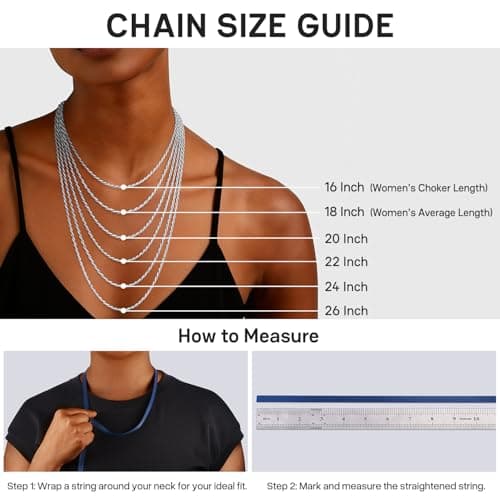 Girluky 925 Sterling Silver Chain Necklace for Women, 2mm Rope Chains Silver Chain for Women Shiny Sterling Silver Necklace, Women's Chains Necklace 18 Inch — view 3