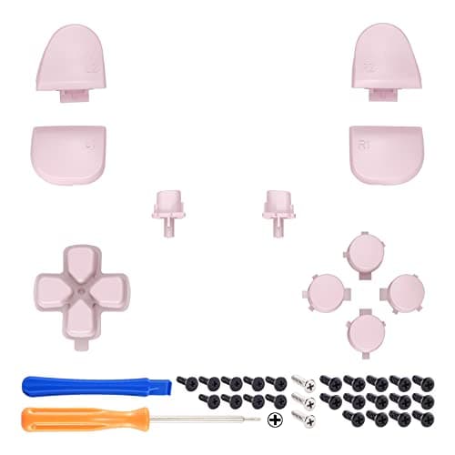 eXtremeRate Replacement D-pad R1 L1 R2 L2 Triggers Share Options Face Buttons, Cherry Blossoms Pink Full Set Buttons Compatible with ps5 Controller BDM-030 BDM-040 BDM-050 - Controller NOT Included — view 2