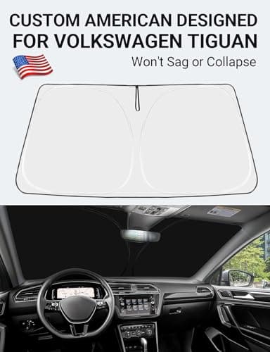 Proadsy Front Windshield Sun Shade Foldable Sunshade Protector Custom Fit 2018-2025 VW Tiguan Crossover SUV Base Premium Limited Touring Accessories 2025 Upgrade