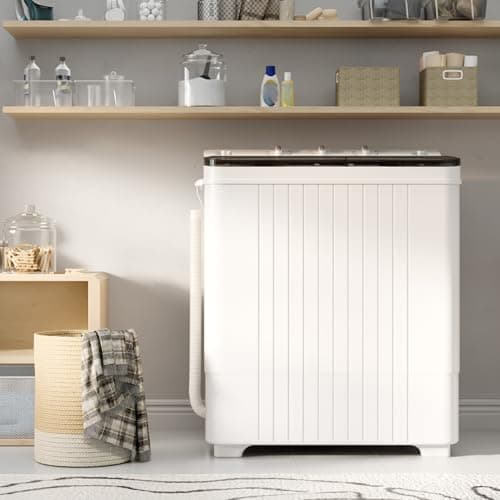Omelaza Portable Washing Machine, Twin Tub 28 Lbs Capacity Laundry, Mini Compact Washer and Spin Dryer Combo with Spin Cycle for Home, RVs, Apartment, Grey