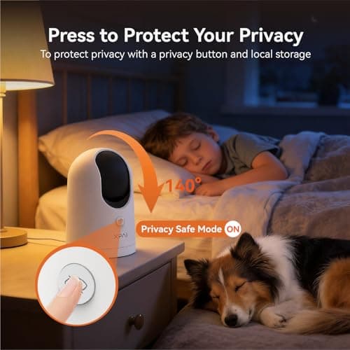 xpai 4K UHD Indoor Camera, 64G Built-in Storage No Subscription,Pet Camera Indoor with Phone App,Work as Baby Monitor/Cat/Dog Camera,360°Pan&Tilt,Two-Way Talk,Privacy Mode,AI Tracking/Detection — view 5