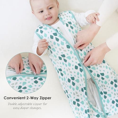 Cute Castle Baby Sleep Sack 0-6 Months - Lightweight 100% Cotton 2-Way Zipper TOG 0.5 Infant Wearable Blanket, Newborn Essentials Toddler Sleep Clothes (3 Pack Green) — view 3