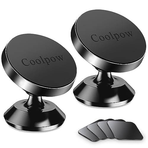 Coolpow【2 Packs Magnetic Phone Holder for Car【Strong Magnet】 Phone Holders for Your Car Phone Holder Mount【4 Metal Plate】 Universal Car Accessories for Women Men for iPhone Samsung Speakerphones