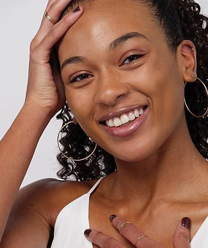 Cocadant 3 Pairs 50mm Big Gold Hoop Earrings for Women,Stainless Steel Big Hoop Earrings 14K Gold Plated Silver Hypoallergenic Hoops set — view 3