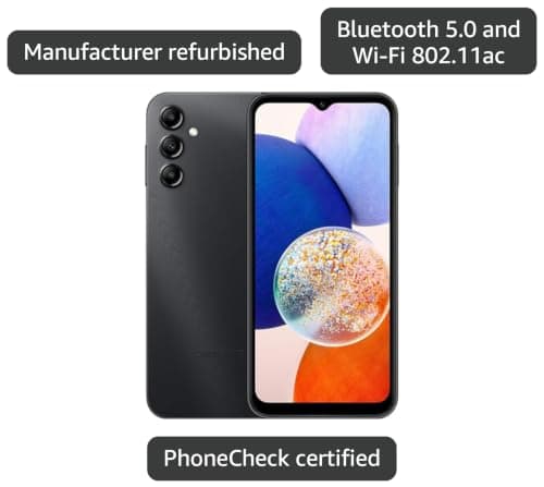 Samsung Galaxy A14 5G, 64GB, Black - Unlocked (Renewed) — view 2