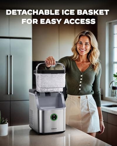 Silonn Nugget Ice Maker Countertop with Detachable Basket and Handle