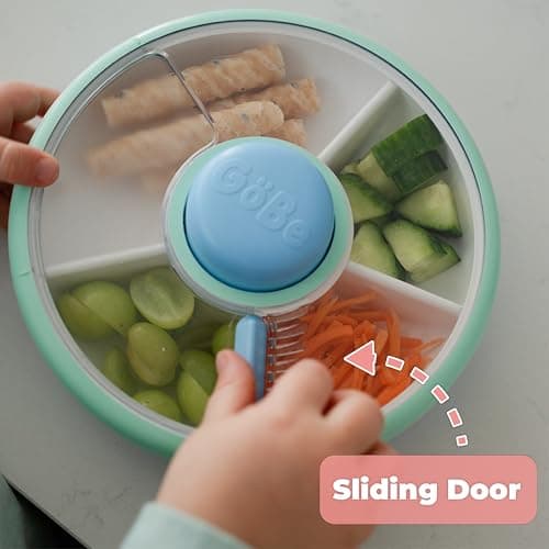GoBe Kids Small Snack Spinner Slide - Reusable Snack Container with 4 Compartment Dispenser and Lid | BPA/PVC Free | Dishwasher Safe | No Spill - Travel Accessories (Twinberry) — view 4