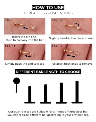 OUFER Nose Rings Studs, Titanium Nose Rings 20G, Nose Studs Threadless 6mm/8mm, Clear CZ Flat Back Nostril Piercing Jewelry for Women and Men — view 4