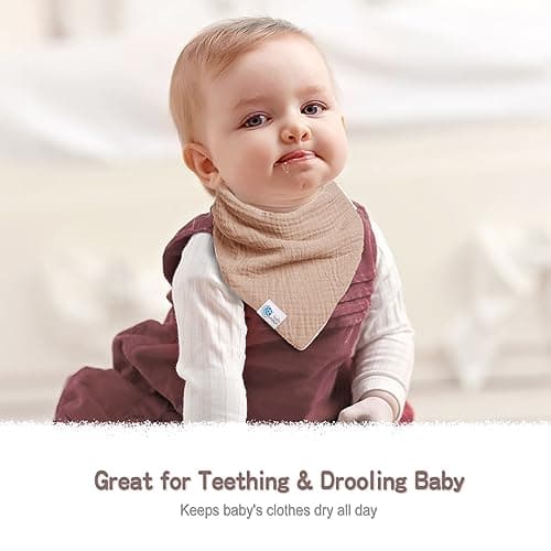 Lulumoon Muslin Baby Bibs 100% Cotton Baby Bandana Drool Bibs for Teething and Drooling, 8 Pack, Seashore — view 6