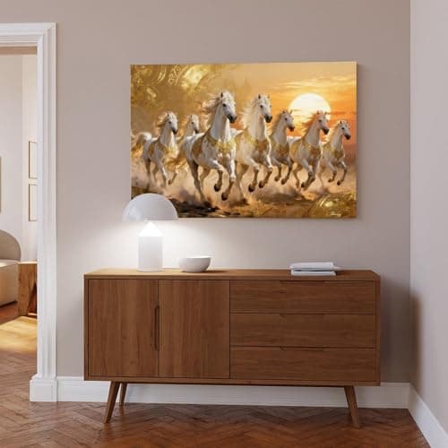 Seven Running Horses Painting Vastu Wall Art Poster 7 Lucky Horse Pictures 30 Canvas Poster Bedroom Decor Landscape Office Room Decor Gift Frame-style24x36inch(60x90cm) — view 5