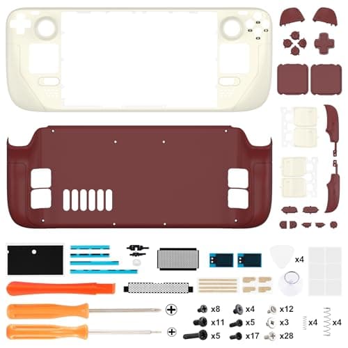 eXtremeRate DIY Full Set Shell with Buttons for Steam Deck LCD, Custom Faceplate Back Plate Replacement Shell for Steam Deck LCD - Classic FC Style [Console NOT Included]