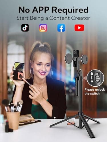 USKEYVISION Auto Face Tracking Tripod for Smartphones,70"Cell Phone Tripod w/LED Light,Selfie Stick for iPhone w/Remote Control,Phone Holder Video Recording for YouTube, TikTok Live-Streaming(UTK-02)