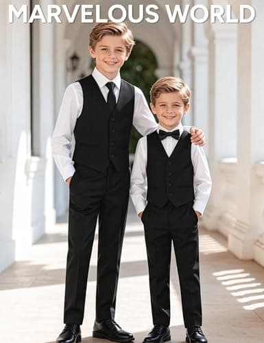 Marvelous World Boys' Formal Slim Fit Suit Set, Adjustable Waist — view 3