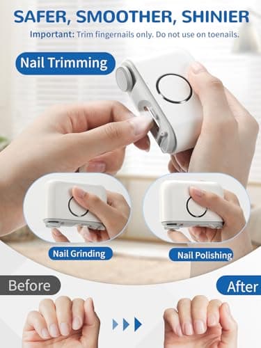 ONEDONE Electric Nail Clipper - 3-in-1 Rechargeable Baby Nail Trimmer Electric Nail File with Dual Blades 3 Speeds Fingernail Grinder Safe for Baby Women Seniors w/Ingrown Toenail Clippers — view 2