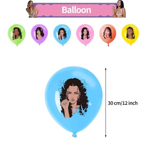 46Pcs KAT Birthday Party Decorations Set - Kpop Girl Group Anime Music Idol Supplies Include Balloons, Banner, Cake Topper & Cupcake Toppers for Fans Lover Girls Boy — view 3